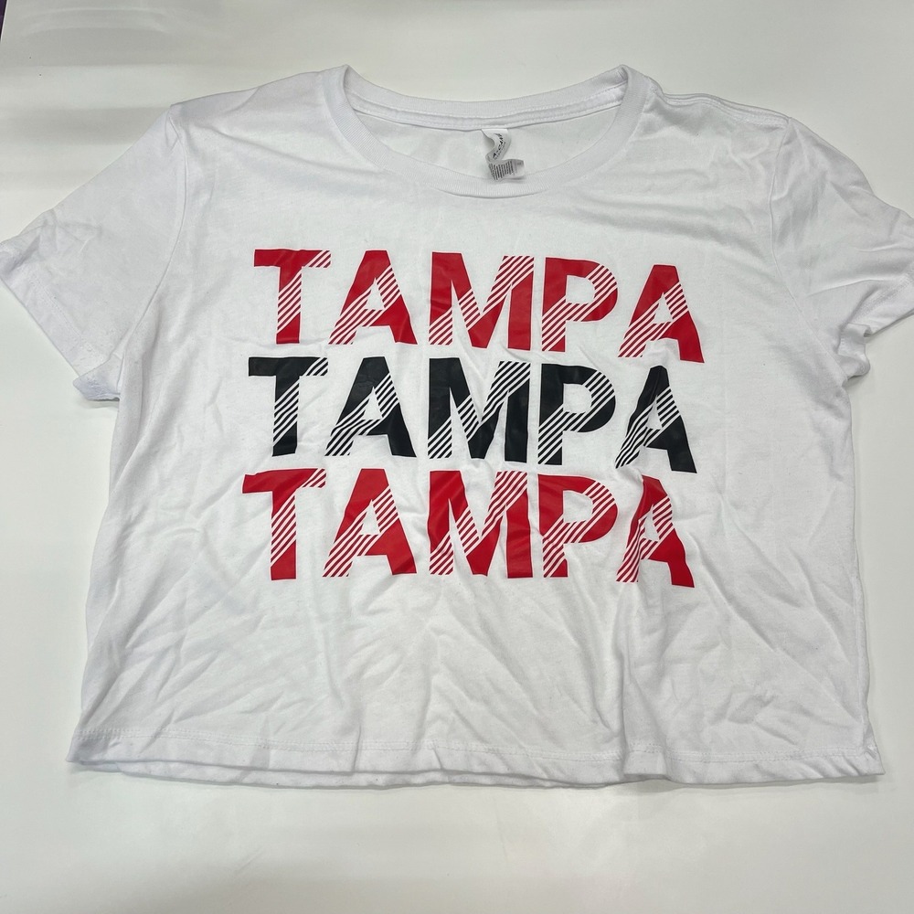 University of Tampa Florida Graphic Crop Top White Red Black Small T